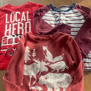 Carter's Red and Burgundy Graphic Long Sleeve Tees